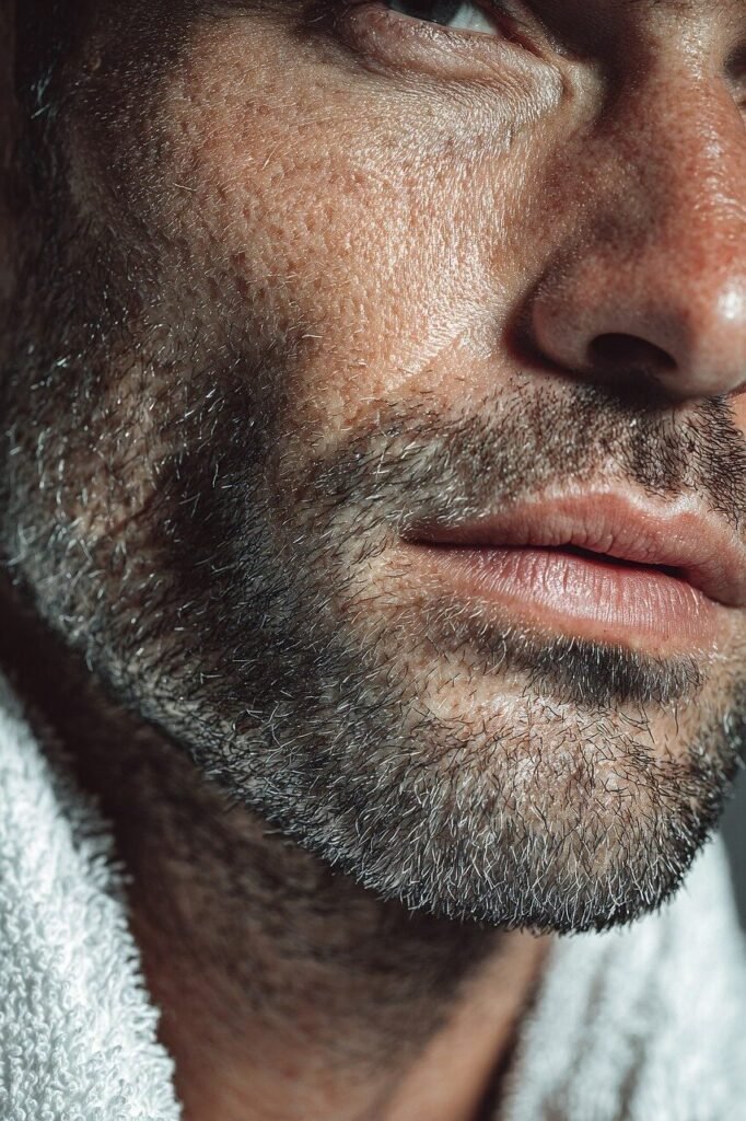 Home men, beard, portrait, model, spa, relaxation, skin, mature